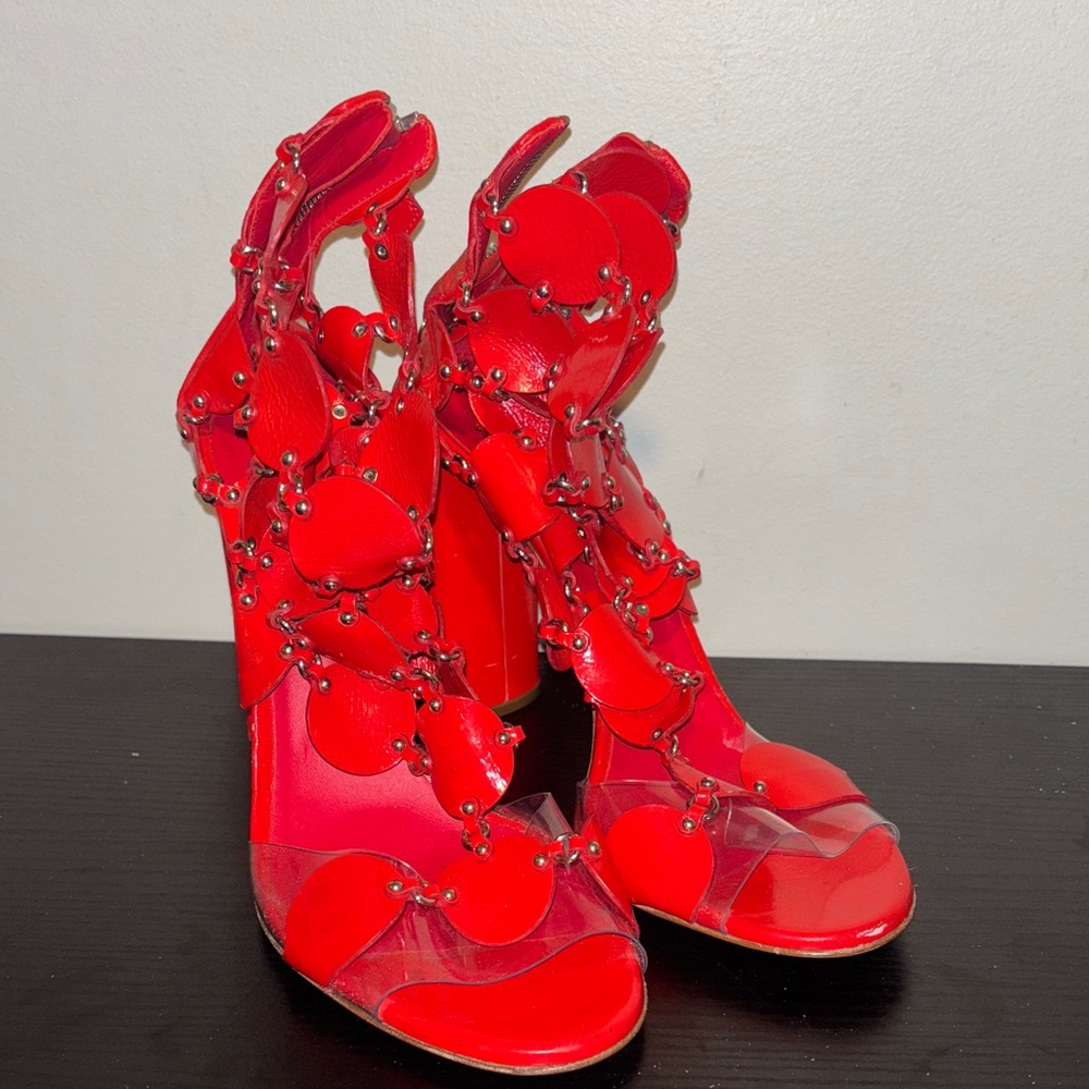 Casadei Red Embellished Heels